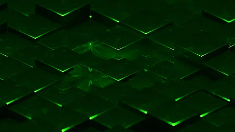 Green Abstract Glossed Textured Cubes Background VJ Loop in 4K Stock Footage 246864188