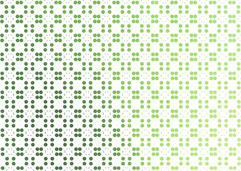 Green abstract gradient background with circles with small flowers Stock Illustration