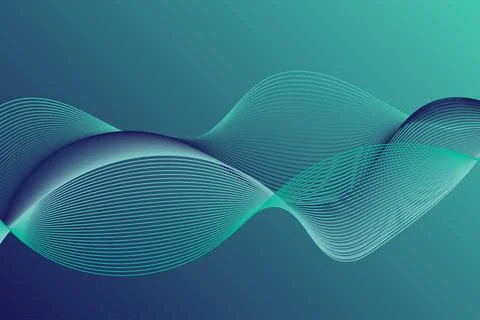 Green abstract gradient wave line background 스톡 일러스트