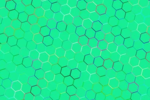 Green abstract hexagon pattern background with geometric shapes Stock Illustration