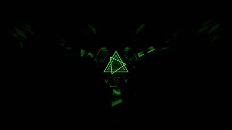 Green Abstract Infinite Strobe Triangular Space Background VJ Loop in 4K Video stock 334717487