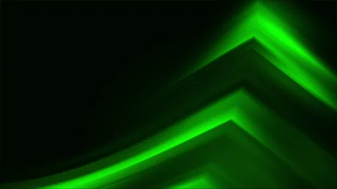 Green abstract iridescent triangular shape. Glowing line pointers arrows. Video stock 249054045