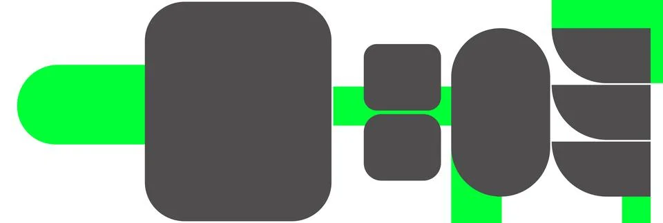 Green abstract layout with grey rectangles, Rounded capsule geometric banner, Stock Illustration