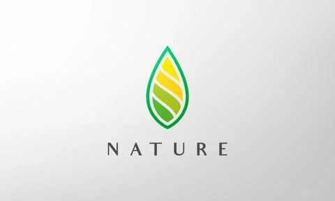 Green abstract leaf logo in simple and modern style Stock Illustration