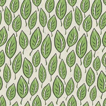 Green abstract leaf seamless pattern on recycle ecology paper texture. vector イラスト素材