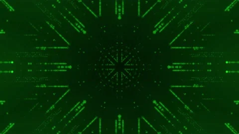 Green abstract light symmetrical pattern background for VJ loop. Stock Footage 152557892