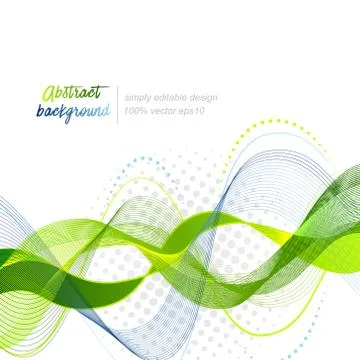 Green abstract modern wavy vector background Illustrazione stock