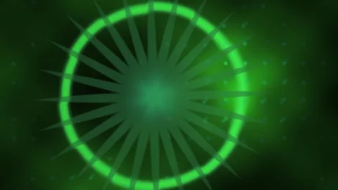 Green Abstract Motion Background with Radial Lines and Particles Spinning D.. Vídeo Stock 343709658