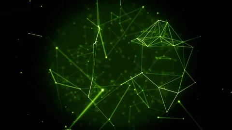Green abstract network plexus connections slowly moving in dark space Stock Footage 327625236