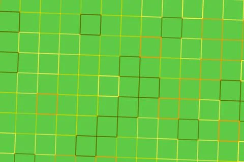 Green abstract pattern of squares with red and yellow lines Stock Photos