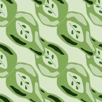 Green abstract pear seamless pattern. Hand drawn fruit backdrop on pastel gre Stock Illustration