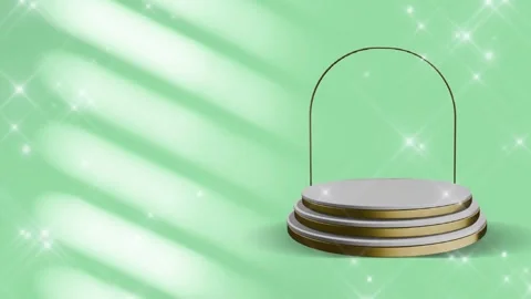 Green Abstract Shadows On Product Background, Cosmetic Product Green Background Stock Footage 283182651