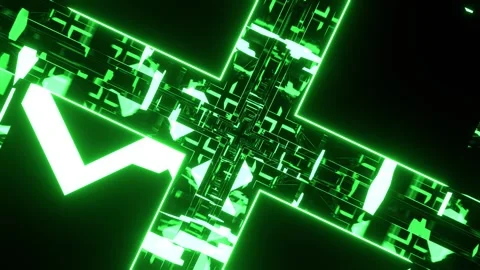 Green Abstract Shape Neon Tunnel Background VJ Loop in 4K Vídeos de archivo 334719296