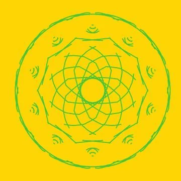 Green abstract shape on yellow background. Computer generated geometric Stock Illustration