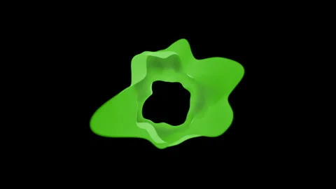 Green abstract shapes morphing and shifting in captivating movement on black Stock Footage 320529919