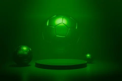 Green abstract sphere on podium for tech display Stock Illustration