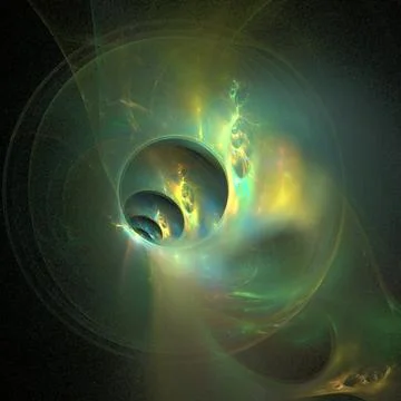 Green abstract spherical linear pattern on black background Stock Illustration