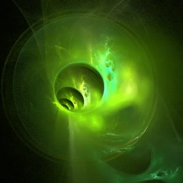 Green abstract spherical linear pattern on black background, wallpaper Stock Illustration