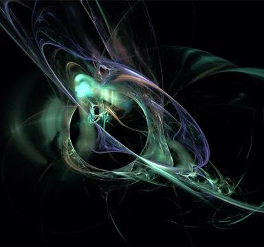 Green abstract spherical linear pattern on black background, wallpaper, desig Stock Illustration