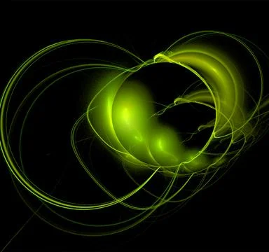 Green abstract spherical linear pattern on black background, wallpaper, desig Stock Illustration