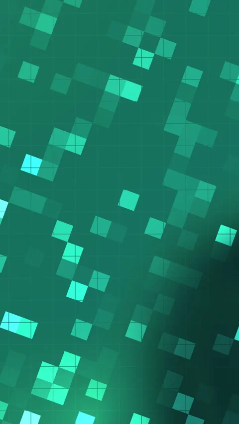 Green Abstract Squares Pattern on Dark Background Video stock 336326201