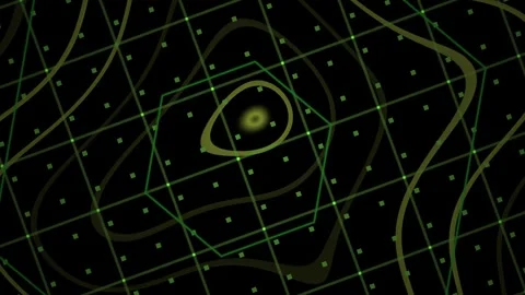Green Abstract Technology Grid with Moving Contour Lines and Glowing Target.. Stock Footage 343709914