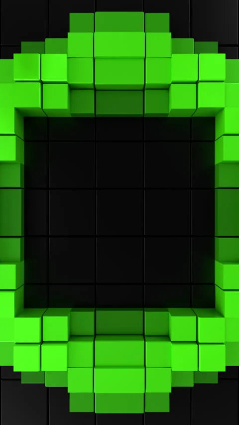 Green Abstract Vertical Corner Frame Seamless Futuristic 3D Loop. 3D rendering Stock Footage 335763049