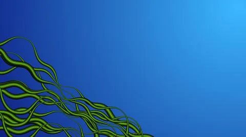 Green abstract wave design element on blue background illustration. Stock Illustration