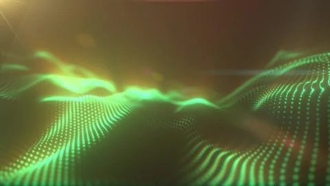 Green abstract wave structure with glowing digital points, representing fut.. Stockillustratie