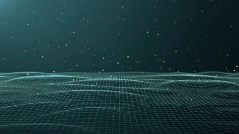 Green Abstract Waving floor with particle moving up, Seamless Loop Animation Stock Footage 231815481