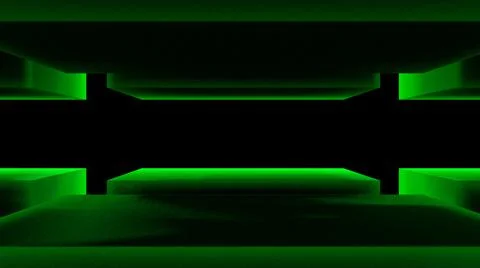 Green abstraction of cubes on a black background close-up.  Stock Illustration