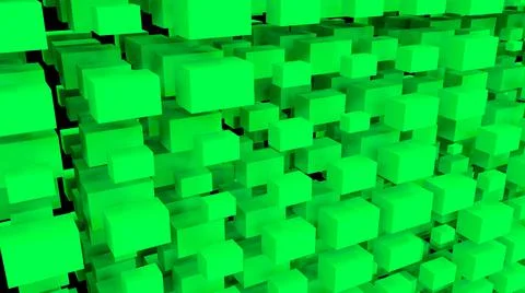 Green abstraction with a large number of rectangular cubes.  Stock Illustration