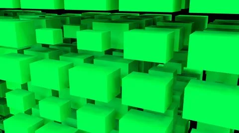 Green abstraction with a large number of rectangular cubes.  Illustrazione stock