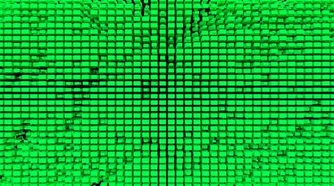 Green abstraction with a large number of rectangular cubes.  Illustrazione stock