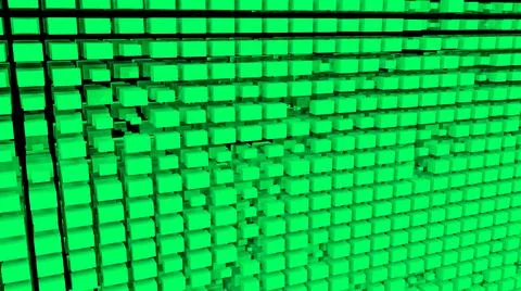 Green abstraction with a large number of rectangular cubes.  Illustrazione stock