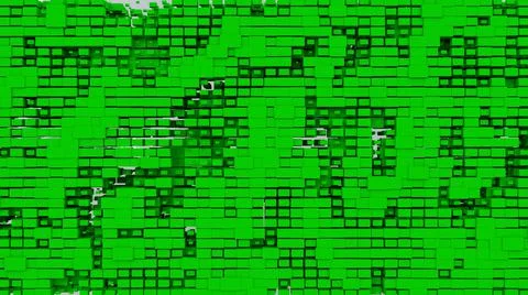 Green abstraction with lots of cubic elements of different sizes.  Stock Illustration