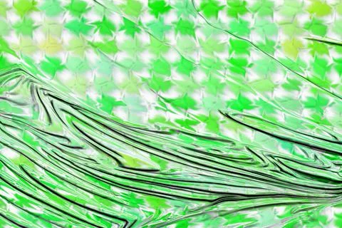Green abstraction with patterns and curved lines. Illustrazione stock