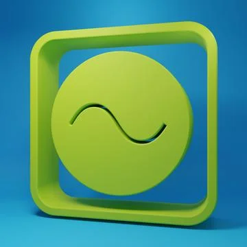 Green AC voltage source symbol icon isolated on blue background. Alternatin.. Stock Illustration