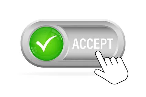 Green accept button. Abstract web template with green accept on white background イラスト素材