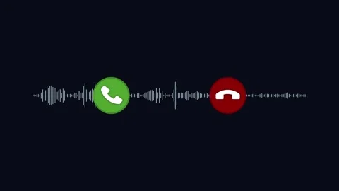 Green accept button and red color call ending button animation with voice spectr Stock-Footage 264987765