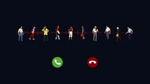 Green accept button and red color call ending button animation with voice spectr Stock Footage 264987769