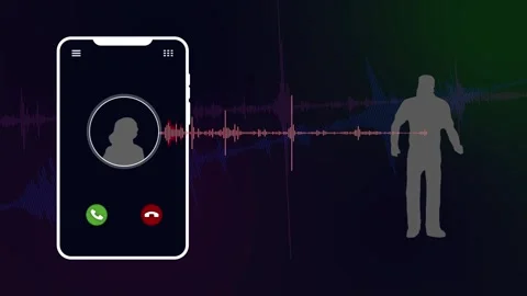 Green accept button and red color call ending button animation with voice spectr Stock-Footage 265054448