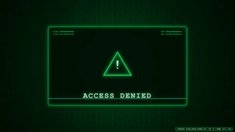 Green Access Denied Warning Triangle Hacker Security Alert Animation. Stock Footage 346836924