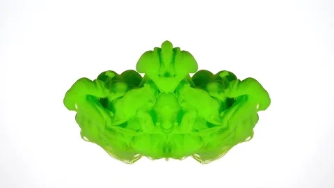 Green acidic cloud of smoke floats up against a white background Stock Footage 317796410