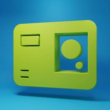 Green Action extreme camera icon isolated on blue background. Video camera .. Stock Illustration