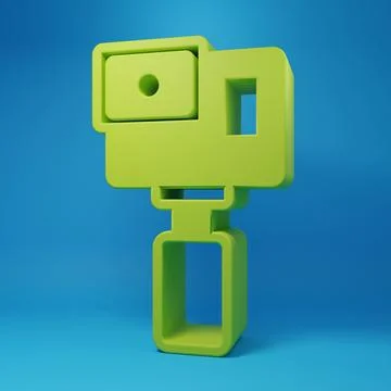 Green Action extreme camera icon isolated on blue background. Video camera .. Stock Illustration