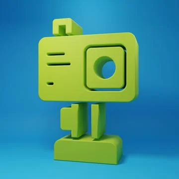 Green Action extreme camera icon isolated on blue background. Video camera .. Stock Illustration