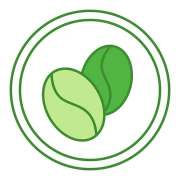 Green Added Caffeine Icon. Vector Icon. Coffee Beans. Label for Medicine an.. Stock Illustration