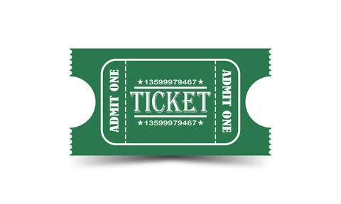 Green Admit one ticket isolated on white background 库存插图