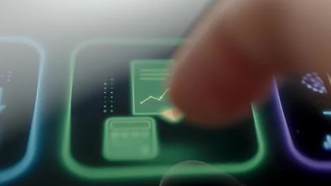 Green AI performance analytics control tile Stock Photos